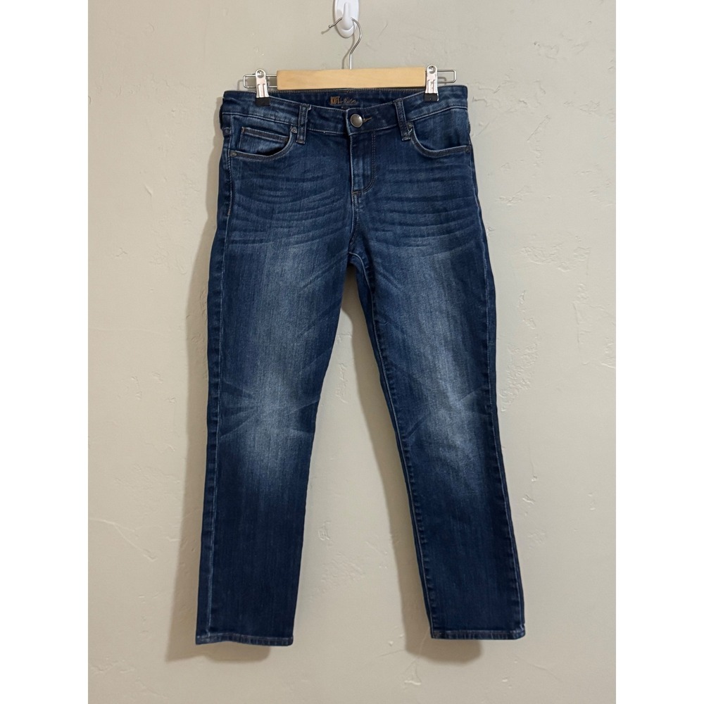 Kut from the Kloth jeans 4 dark wash straight leg cropped ankle whiskered 27